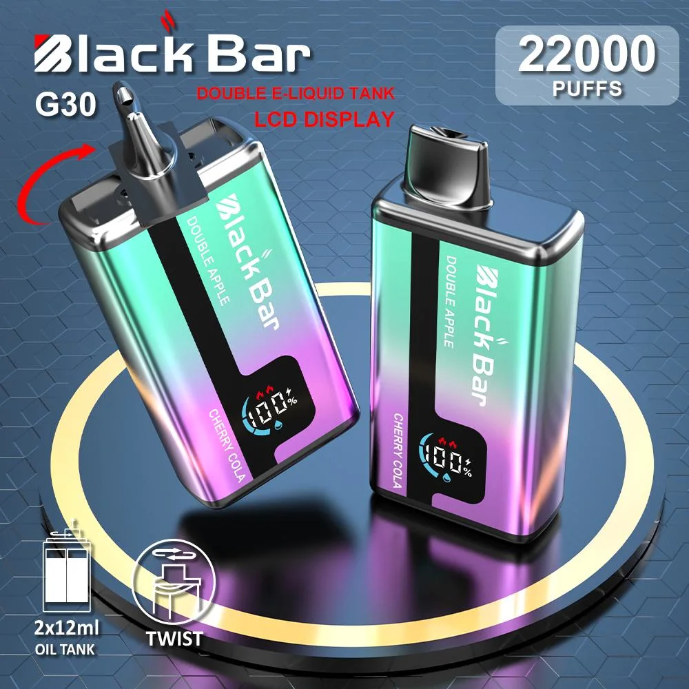 Two Liquid Tank Double Flavors Electronic Cigarette E Cig Shisha Hookah Pen No Nicotine Vape LCD 22000puffs E Cigarette Wholesale Disposable Vape