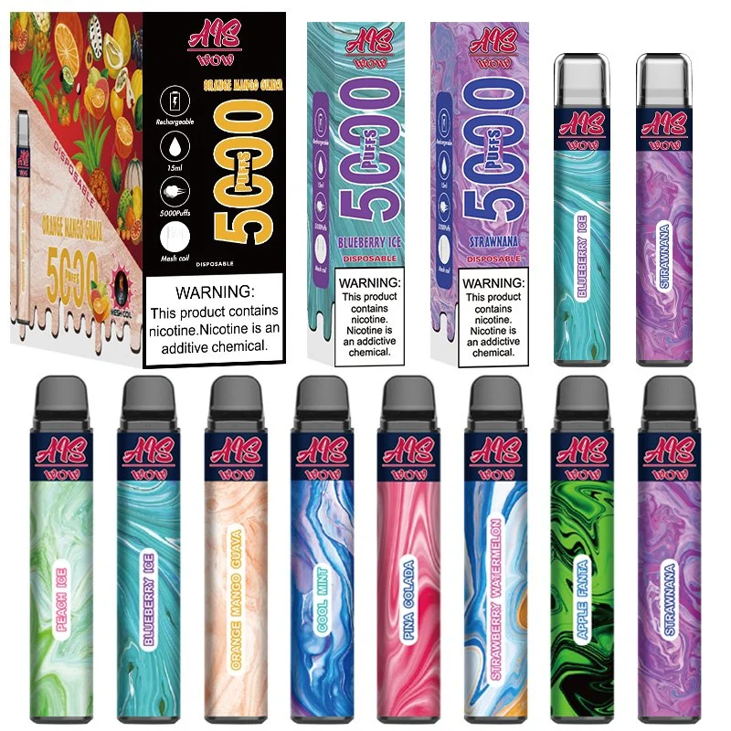 5000puffs AIS Wow Disposable Vape Pen 15ml Pre-Filled Wholesale Vape with Mesh Coil 12 Flavors Disposable