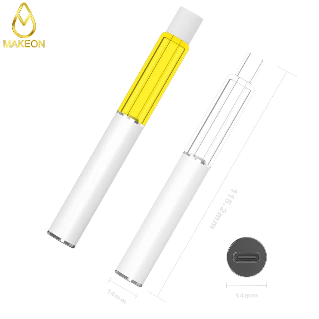 Makeon Empty Custom Logo OEM Design Metal Free Full Glass Live Resin Thick Oil Pod Cart Bar 2gram Disposable E-Cigarette Cartridge Glass All-in-One Vape