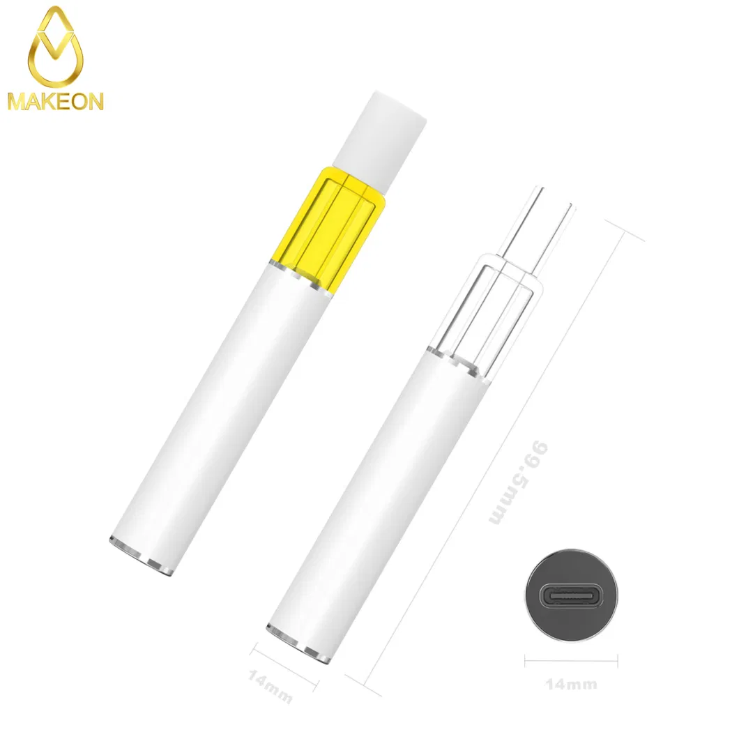 Makeon Empty Custom Logo OEM Design Metal Free Full Glass Live Resin Thick Oil Pod Cart Bar 2gram Disposable E-Cigarette Cartridge Glass All-in-One Vape