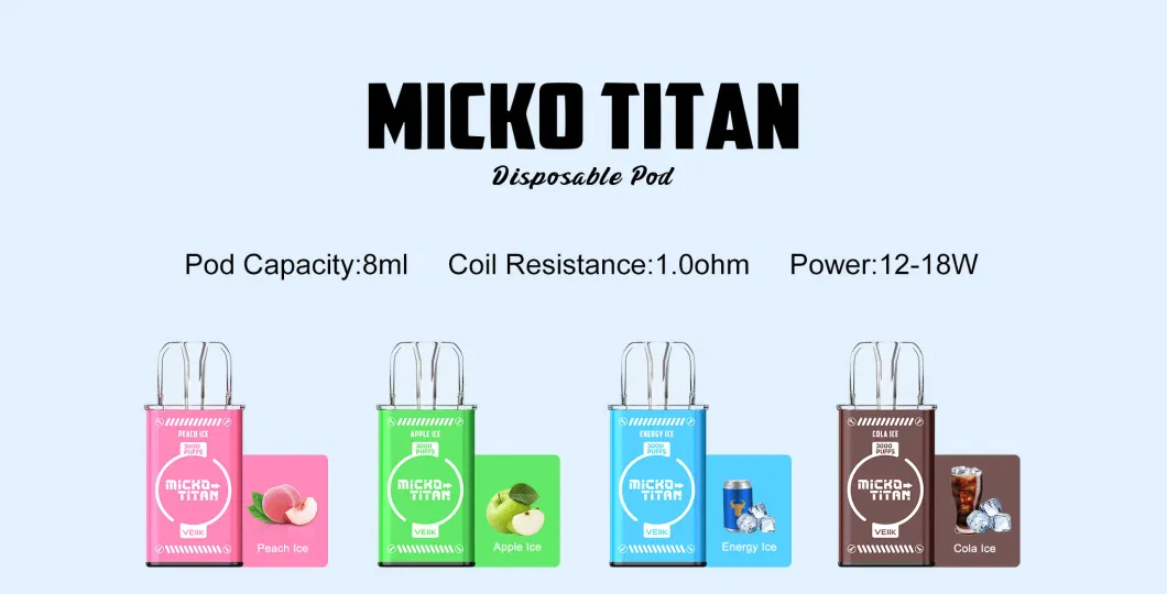 Micko Titan Kit 3% Nic 8ml 3000puffs Disposable Vape Pod with Rechargeable Battery Quit Smoking Vaping Appliance