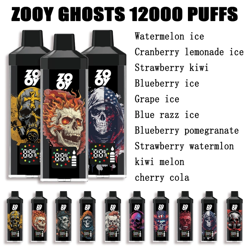 Original Puff Bar Zooy Ghosts 12000 Hits E Cigarette Disposable Vape 650mAh with Typec Rechargeable Battery Pre-Filled 20mg Vaper Pods Desechable Vs Tornado 9K