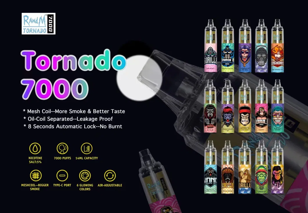 2023 Disposable Vape 7K Waka Randm Tornado Flava Elf Lost Bar Mary 7000 8000 9000 10000 12000 13000 15000 Black Elite E Cigarette Wholesale I Vape Randm Tornado