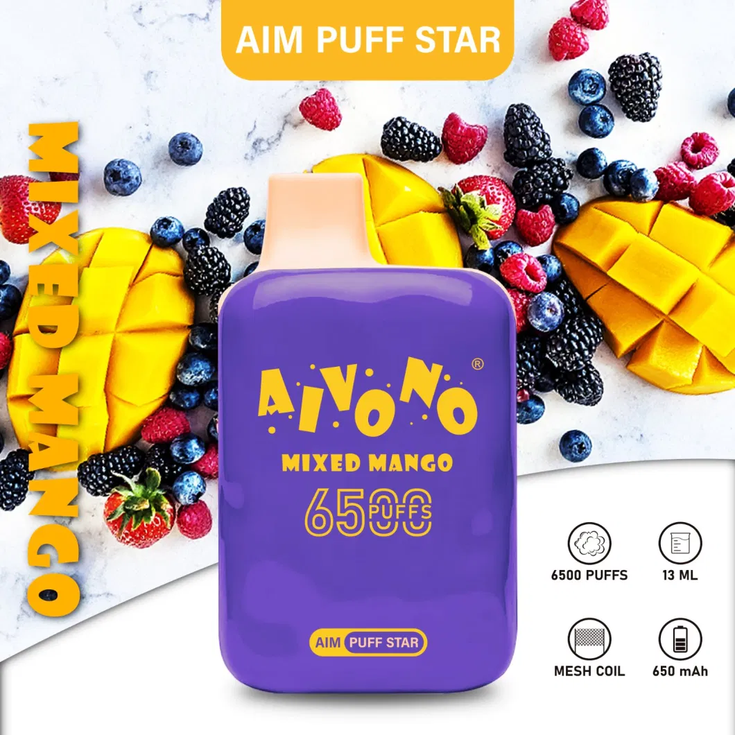 Shenzhen Aivono Wholesale Factory Star Puff Disposable Vape 6500 Puffs Aim Puff Lost Star Mary E Cigarette Wholesale I Vape Puff Bar Plus Vape