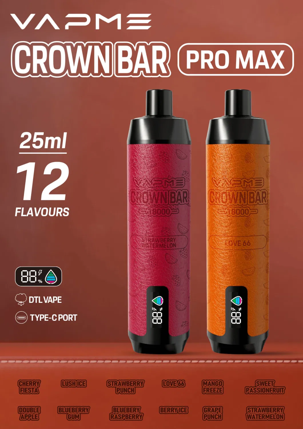 Vapme Crown Bar 18000 Puff Zbood Well-Known Brand 7 Daze Jb7000 Maxi 900mAh Evod 3D Bar Disposable Vape