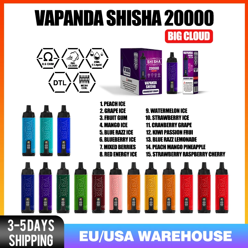 EU Warehouse Vapanda Shisha Electronic Cigarette Dispsoable Pod Big Puff 20K 20000 Puffs Wholesale I Vape Mini E Cigarette Smoke Vape Puff Bar Disposable Vape