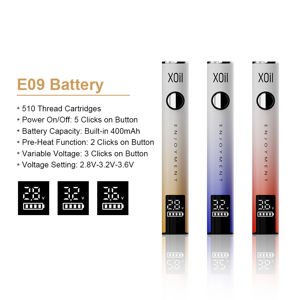 Variable Voltage Preheat E Cigarettes 510 Carts Battery Replaceable Cartridge Vape Pen with 400mAh