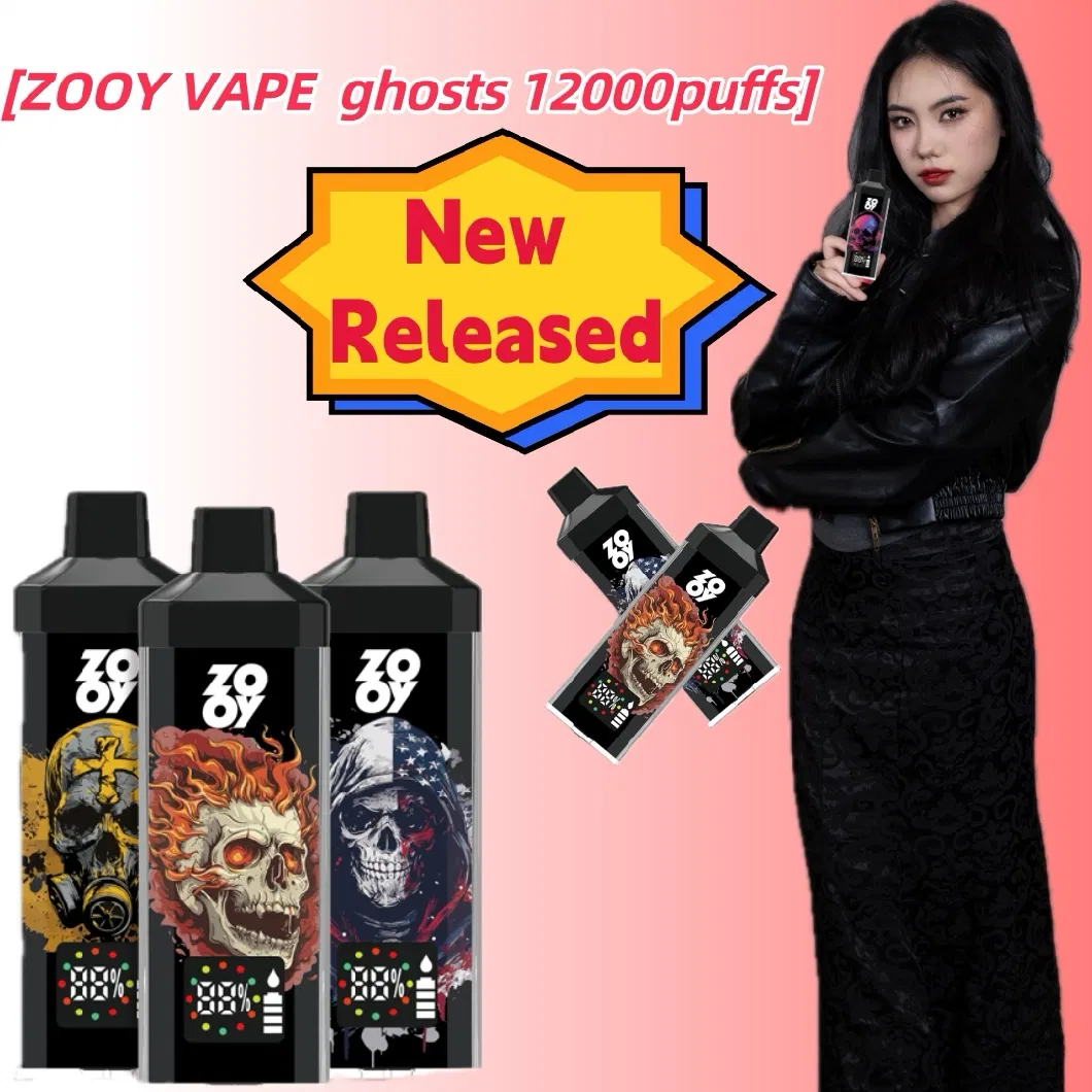 Original Puff Bar Zooy Ghosts 12000 Hits E Cigarette Disposable Vape 650mAh with Typec Rechargeable Battery Pre-Filled 20mg Vaper Pods Desechable Vs Tornado 9K