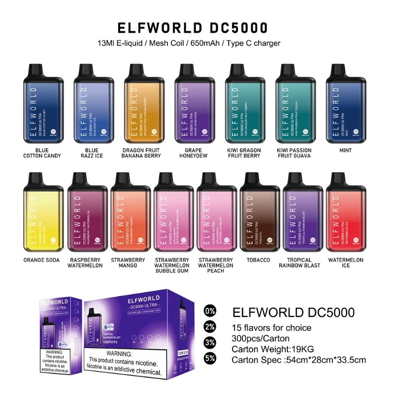 Elf World OEM Vape Kubik Vape 2500 Esco Bar Disposable Vape 2500 Puff Disposable Vape 3500-4500 Puff 2500 Puff Random Tornado E-Cigarette 5%2%0%Nic