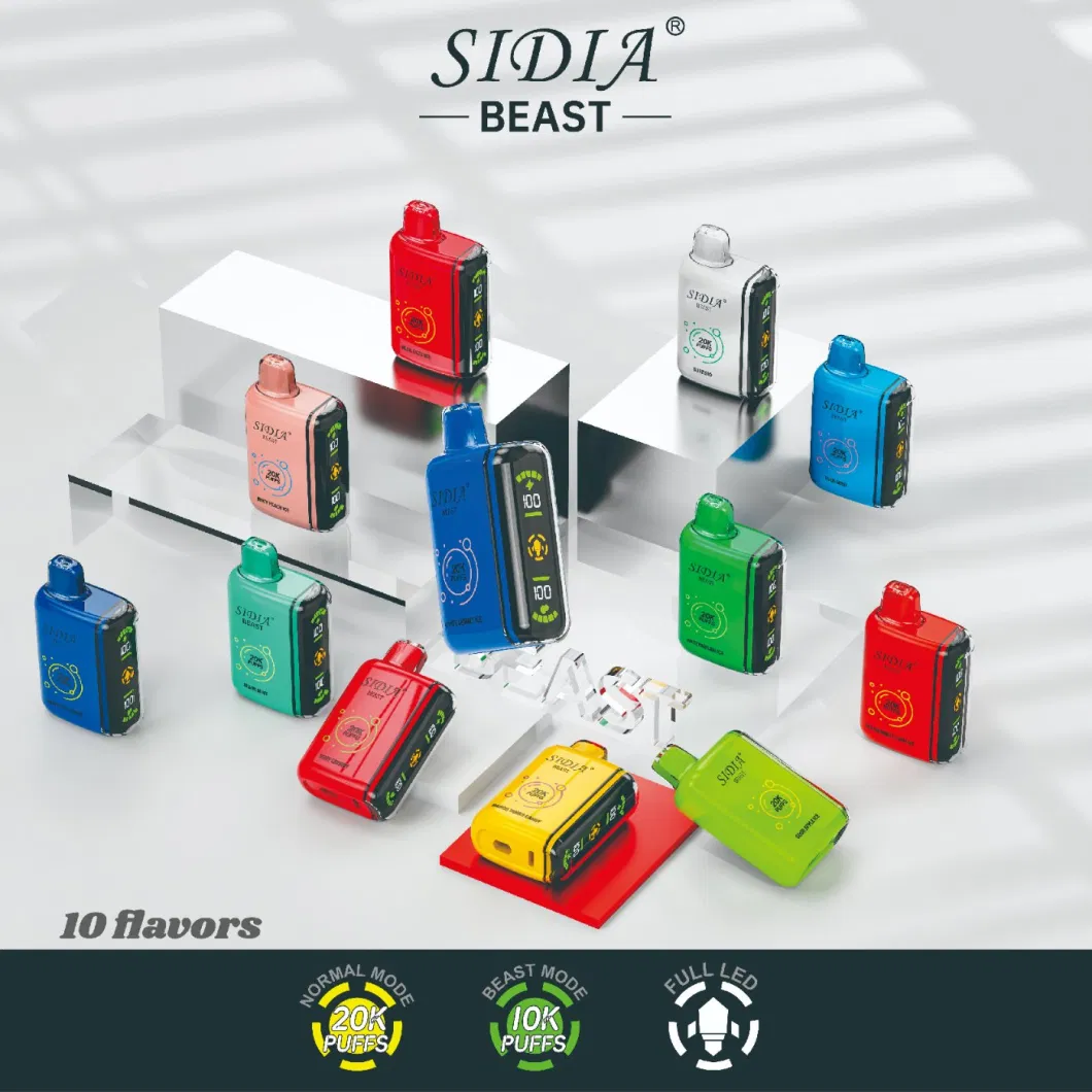 Wholesale USA Vaper Sida 20K 20000 Puffs Display Screen Ecig Electronic Cigarettes Disposable Vape