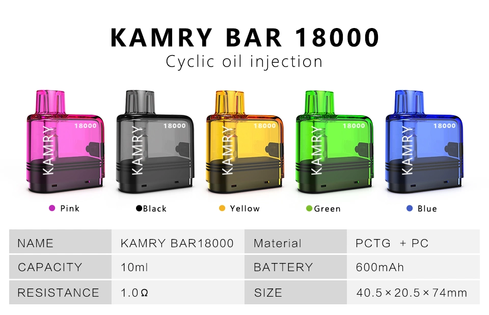 Kamry Bar Wholesale Vapes E-Cigarette 18000 Puff 10ml Pod Capacity Elf/Bar Empty Vape Refillable/ Disposable Vaporizer