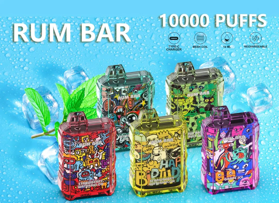 Rum Bar Crystal 10000 Puff California Zbood Ab3000 Fresh Mexican Pastry Vuse Go Electronic Cigarette Dispsoable Vape