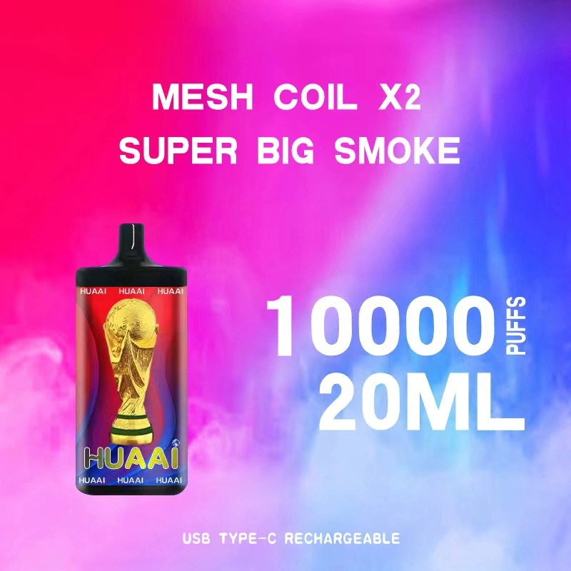 Mesh Coil*2 Super Big Smoke Complex Fruit Flavor 10000 Puffs 20ml Capacity 2% Salt Nicotine Rechargeable Disposable Vape