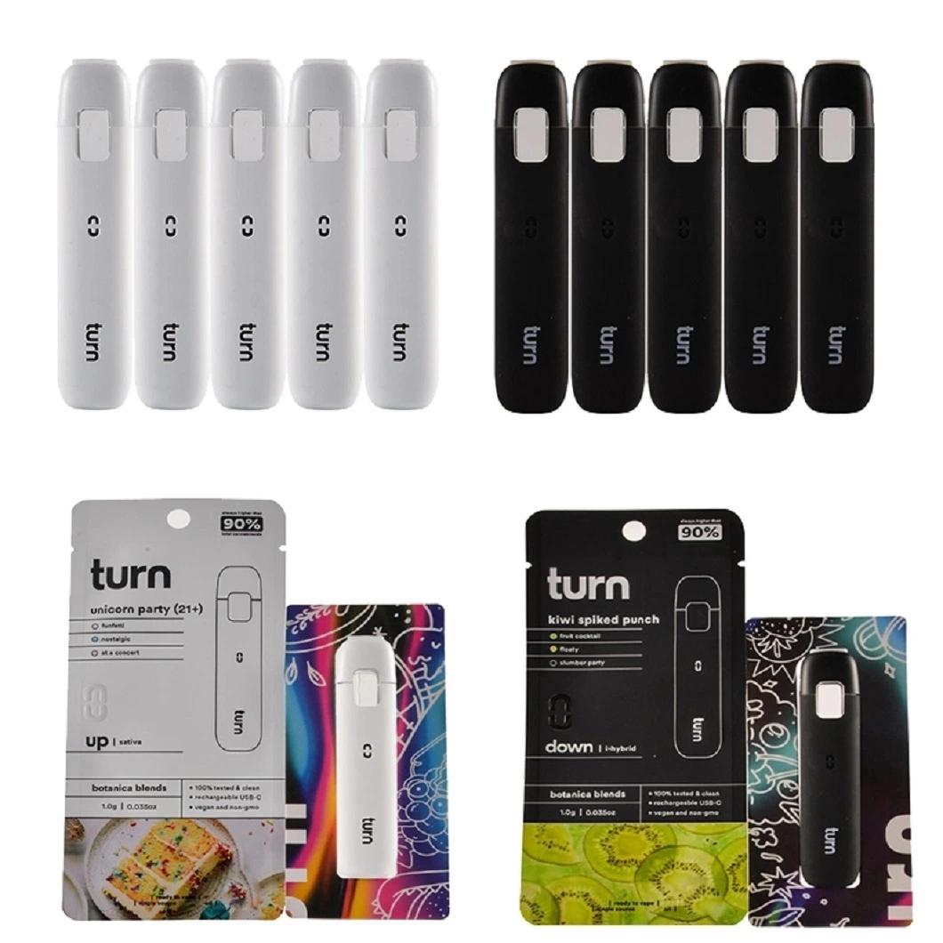 USA Market Turn Me Disposable Vape 1ml Ceramic Vaporizer Empty Pod System Thick Oil Rechargeable Disposable Vape 10 Flavors with Package