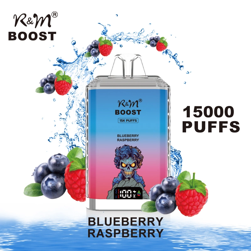 Adjustable Power Display Screen R&M Boost Puff 15K Disposable Vape Pen Hookah E Cigarette 650mAh Prefilled Carts 20/50mg E Liquid