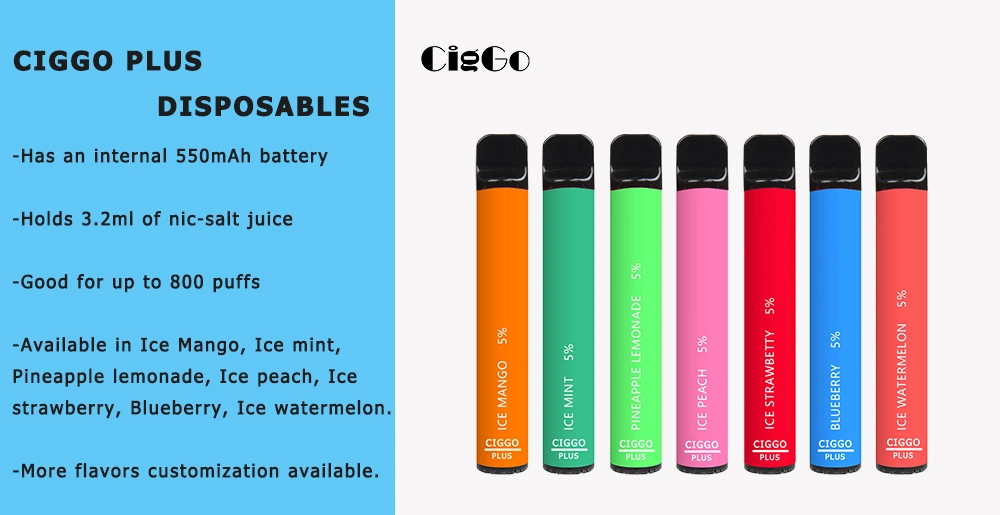 New Arrival 800 Puffs Vape Pod Ciggo Puff Plus Vaper Disposable Vape Kit E Cigarette Vaporizer