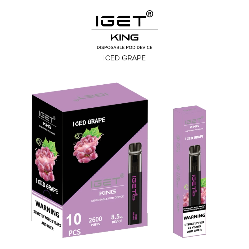 Original Iget King Disposable Vape Pod Device Kit 8.5ml 2600 Puffs 1400mAh Vs Iget XXL Shion