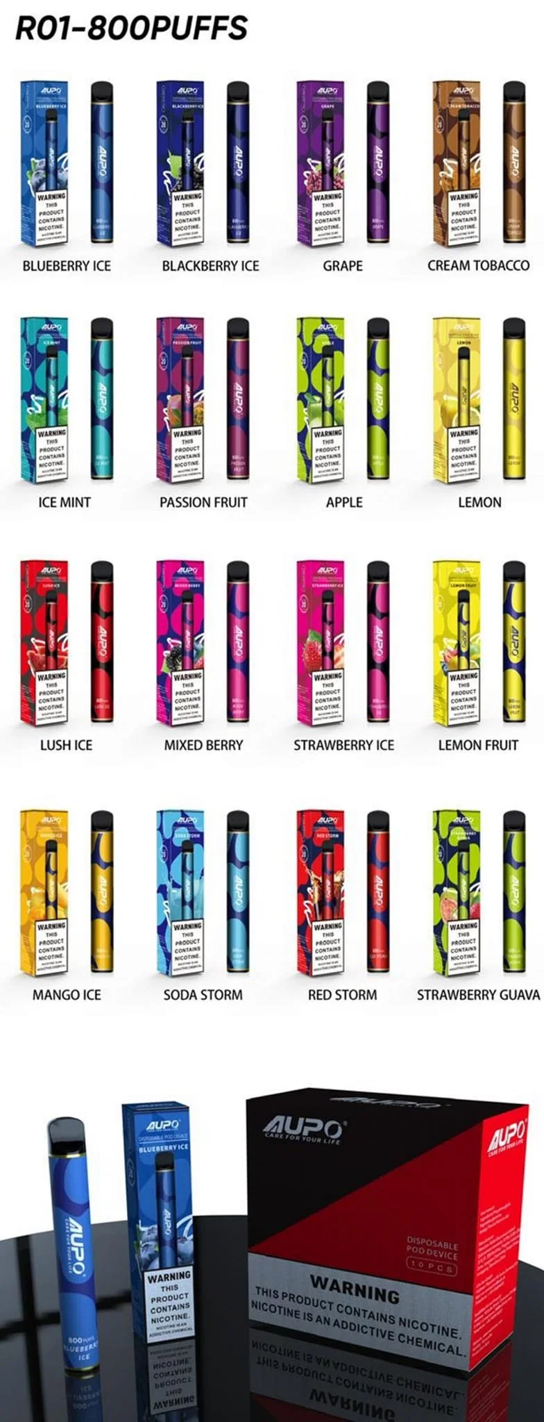 EU American Vape Disposable Vapers Aupo 600 800 4000 5000 9000 10000 Puffs Shisha E Hookah Charger Nicotine Pouches Pocket Hookah Price Vape Free Sample