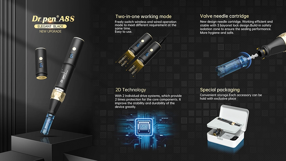 Intelligent Smart Microneedling Pen Dr Pen A8s with Two Rechargeable Batteries Longer Working Time