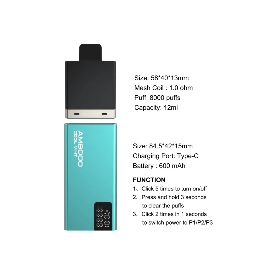 Pod Cartridge Replaceable 12ml Capacity 8000puffs 600mAh Battery Smart LED Display Screen Wholesale I Vape