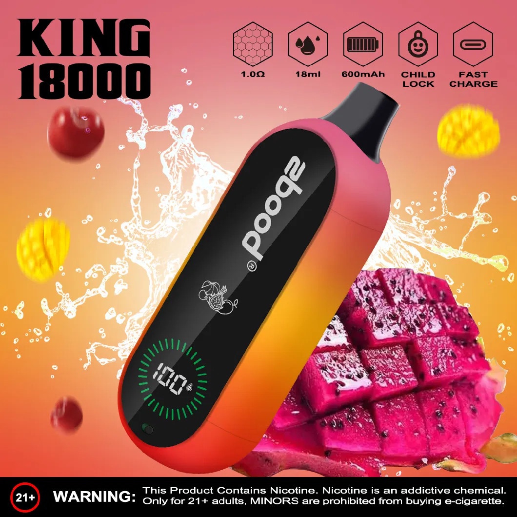 Zbood King 18000 Puff Zbood PCR Material Elf Box Flavor RGB LED Bar 1500/1600/1800/2000 Unik Lion Spinner Disposable Vape Disposable Vape