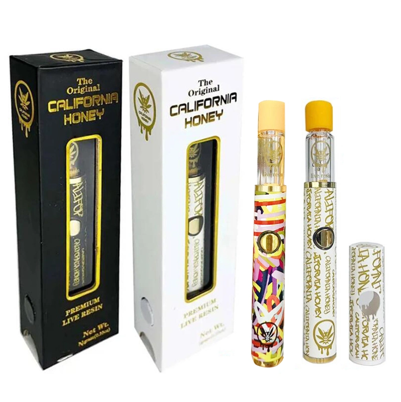 Factory Wholesale Empty Full Glass Carts 1ml 1000mg Empty Vape California Honey Thick Oil Disposable Vape Pen