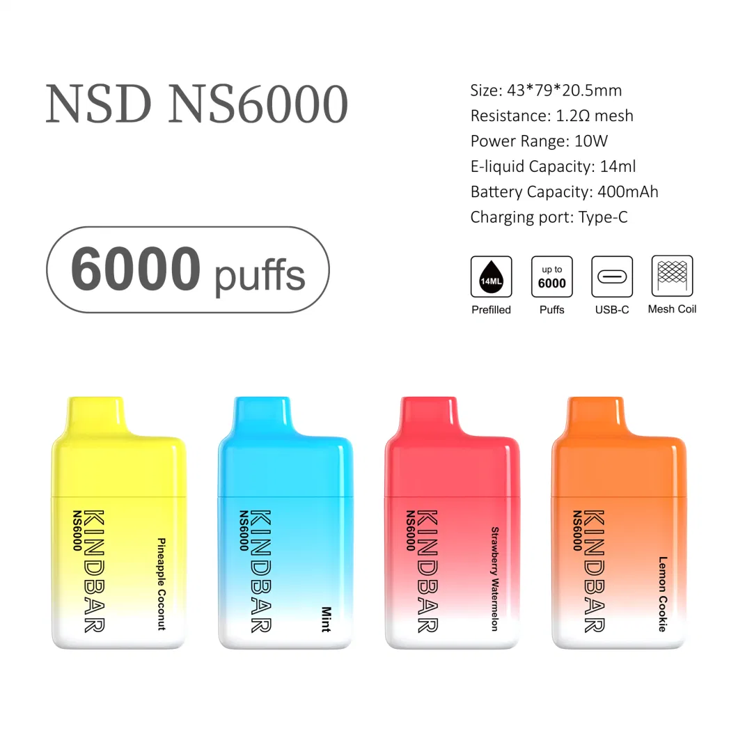 Kind Bar 6000 Puffs Vape Super Strong Flavor Maylaysia Popular Disposable Vape Wholesale Vape Mod