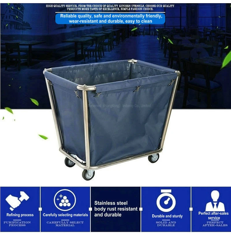 Cleaning Trolley Waste Cart with Linen Bag Hospital