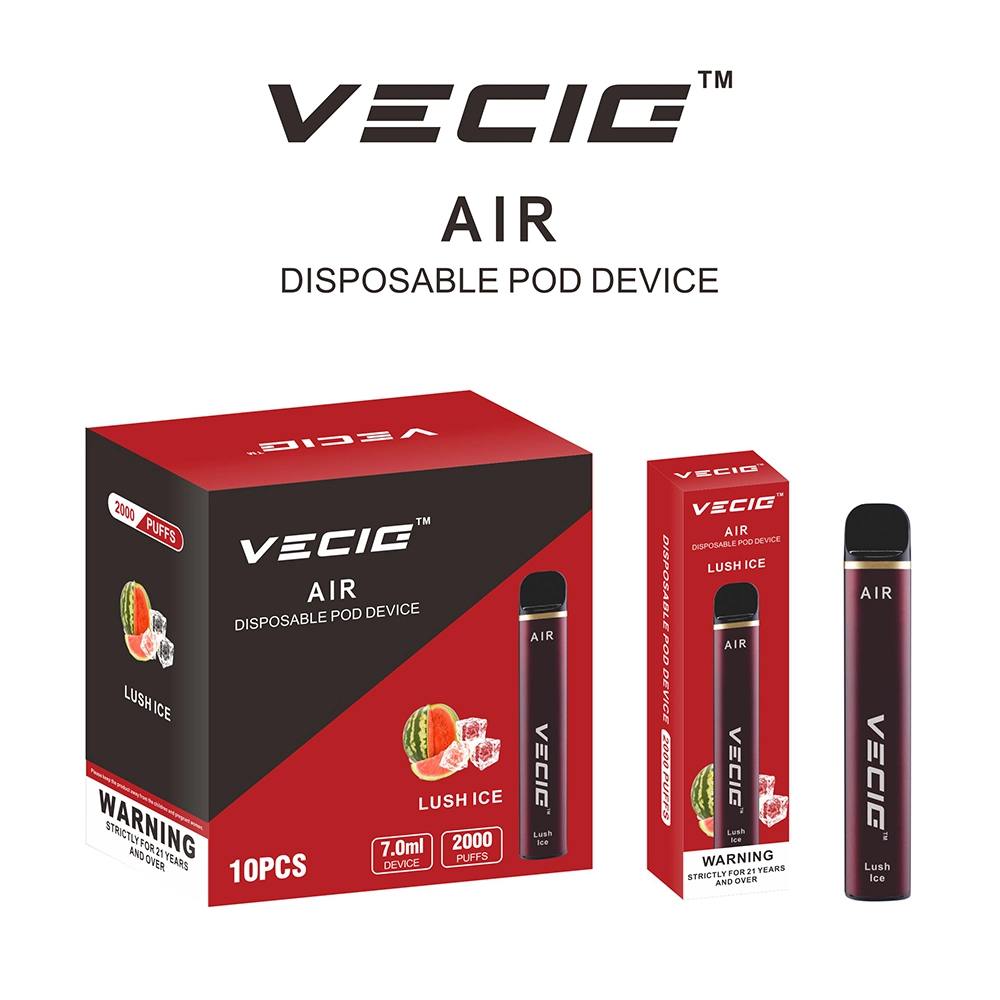 UK Market Best Popular Disposable Vape Vecig Air 2000puff Grade a Battery Vaporizer Pod Vape Pen Electronic Cigarette