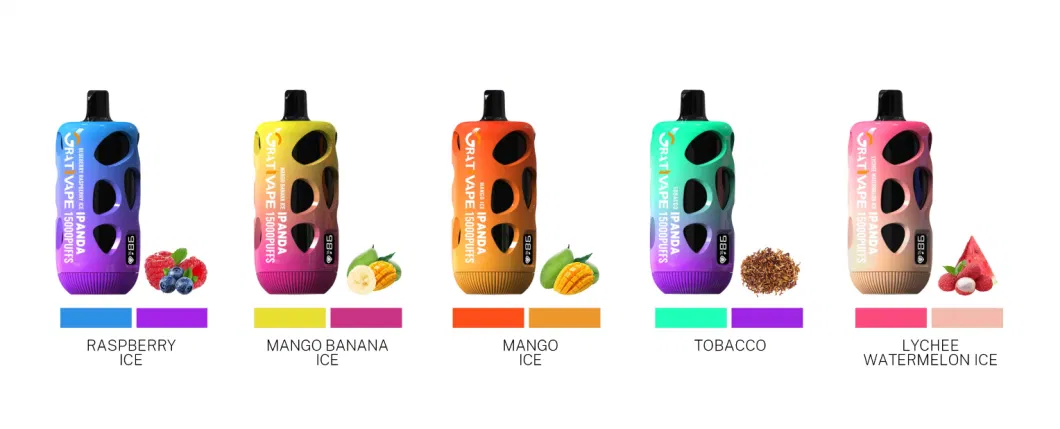 Grativape OEM/ODM Factory Price Hot Selling Stylish Wholesale Ipanda 15000 Puffs 0% 2% 3% 5% Electronic Cigarette Nicotine with Free Lanyard Disposable Vape