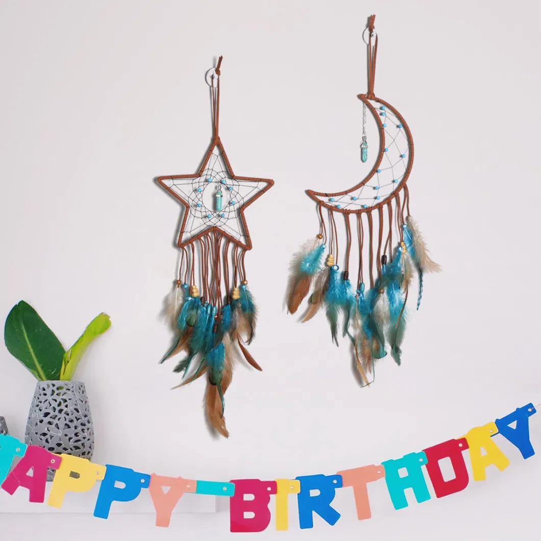 Retro Star Moon Design Dream Catcher Feather Wall Decoration