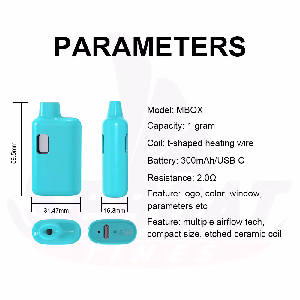 Box Shape Ceramic Coil Disposable Distillate 1g Live Resin Thick Oil Pod Postless Vape Custom Color Disposables