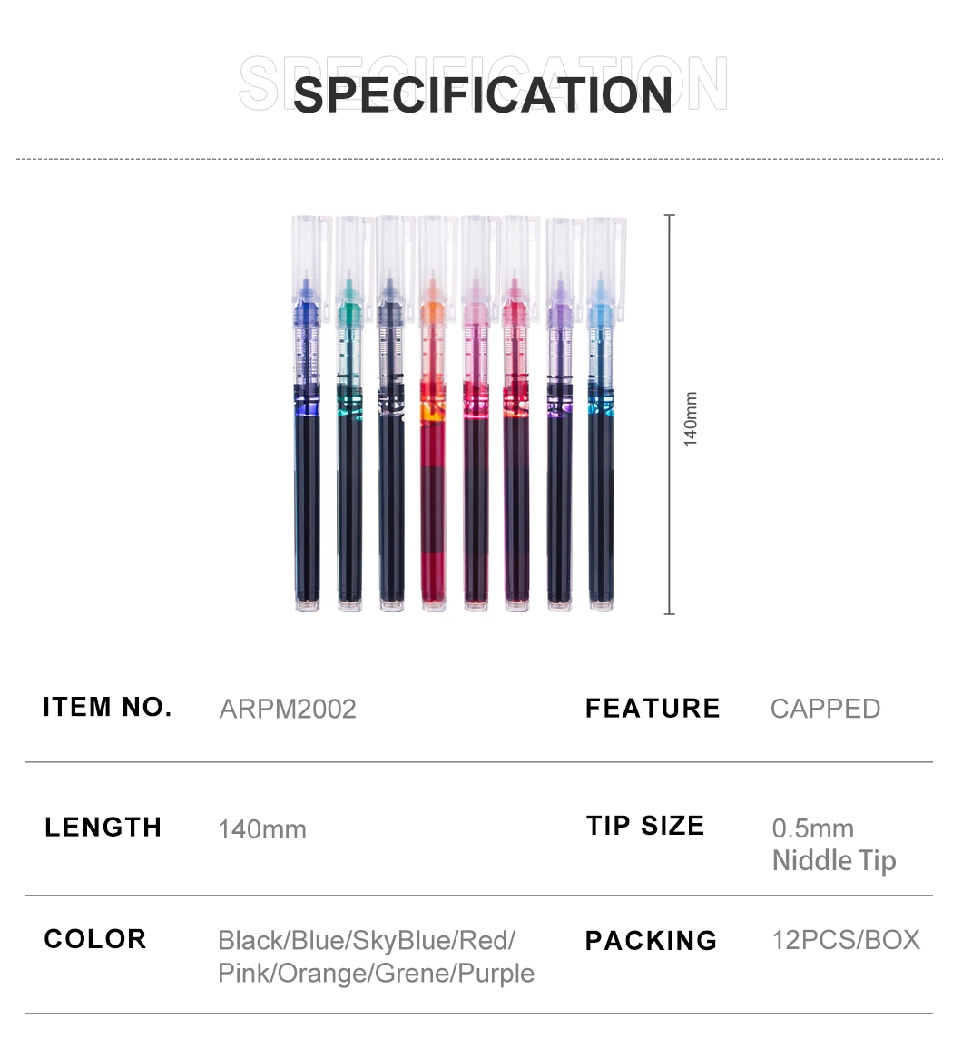 M&G Economic Liquid Roller Pen 0.5mm Black Blue Sky Blue Red Pink Orange Green Purple Needle Tip Fast Drying Roller Pen