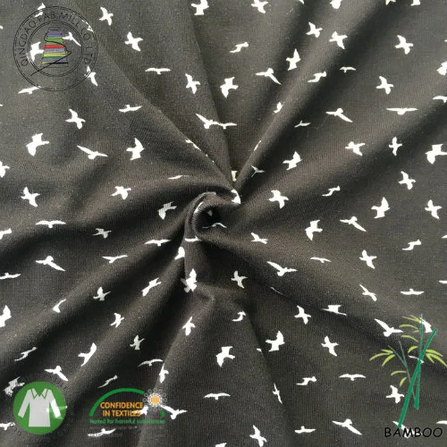 95%Bamboo5%Spandex High Quality Knitting Jersey Print Fabric (QF16-2522-P2-black)