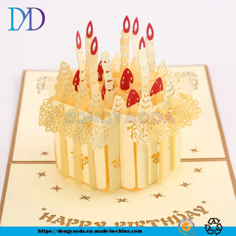 Birthday Card 3D Three-Dimensional Greeting Card Hollow Paper Sculpture Cake