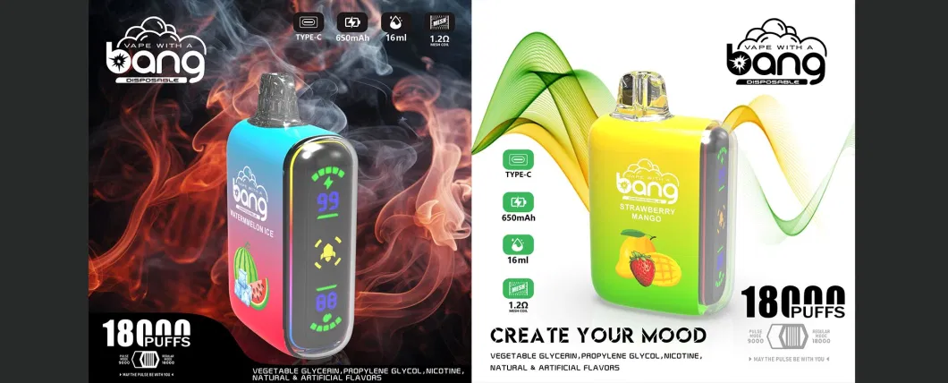 Bang Box 18000 Peach Mango Nicotine Puff 2% 5% Nicotine OEM Vaporizer Wholesale Vape Battery