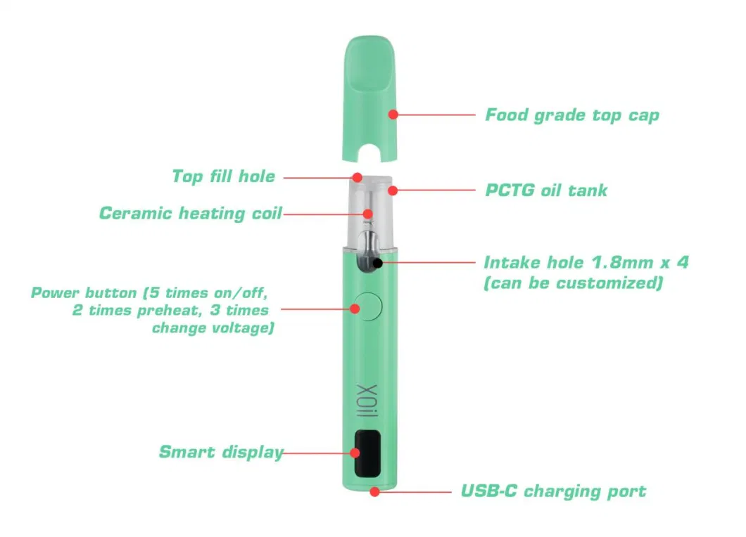 White Label High Quality Ecig Ceramic Coil Disposable Oil Vaporizer Pen