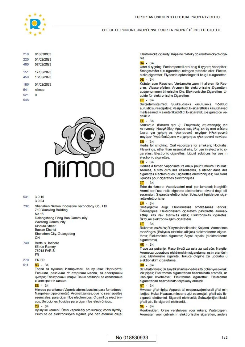 Niimoo Wholesale Factory Price Electronic Cigarette Disposable Cartridge Fruity Flavor Oilchina Wholesale E Liquid Vape Juice Flavor Concentrate