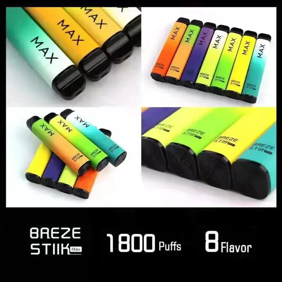 950mAh Battery Breze Stiik Max Electronic Cigarette 1800 Puffs Disposable Vape Pen