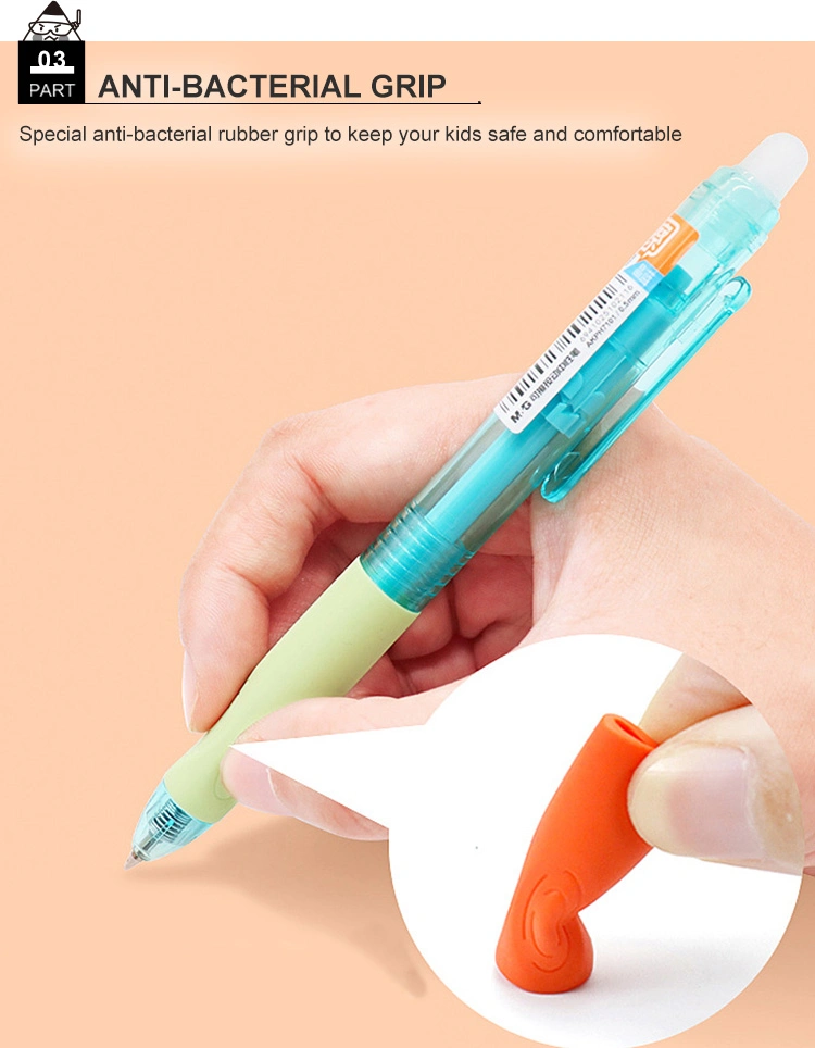 M&G Erasable Mini Gel Pen Ergonomic Grip Black/Craystal Blue 0.5mm