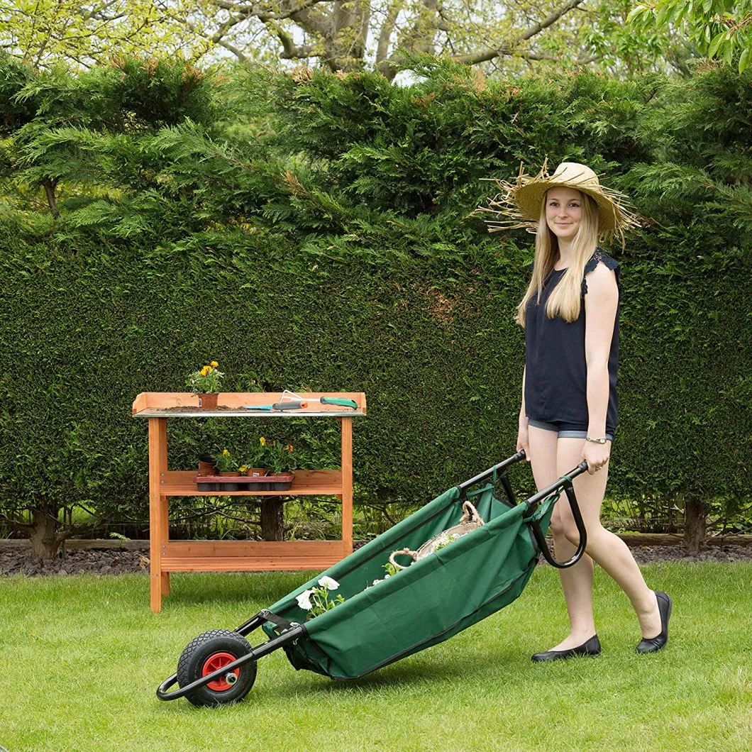 Folding Lightweight Gardening Heavy Duty Oxford Cloth Lawn Cart for Grass, Soil, Brick, Leaf