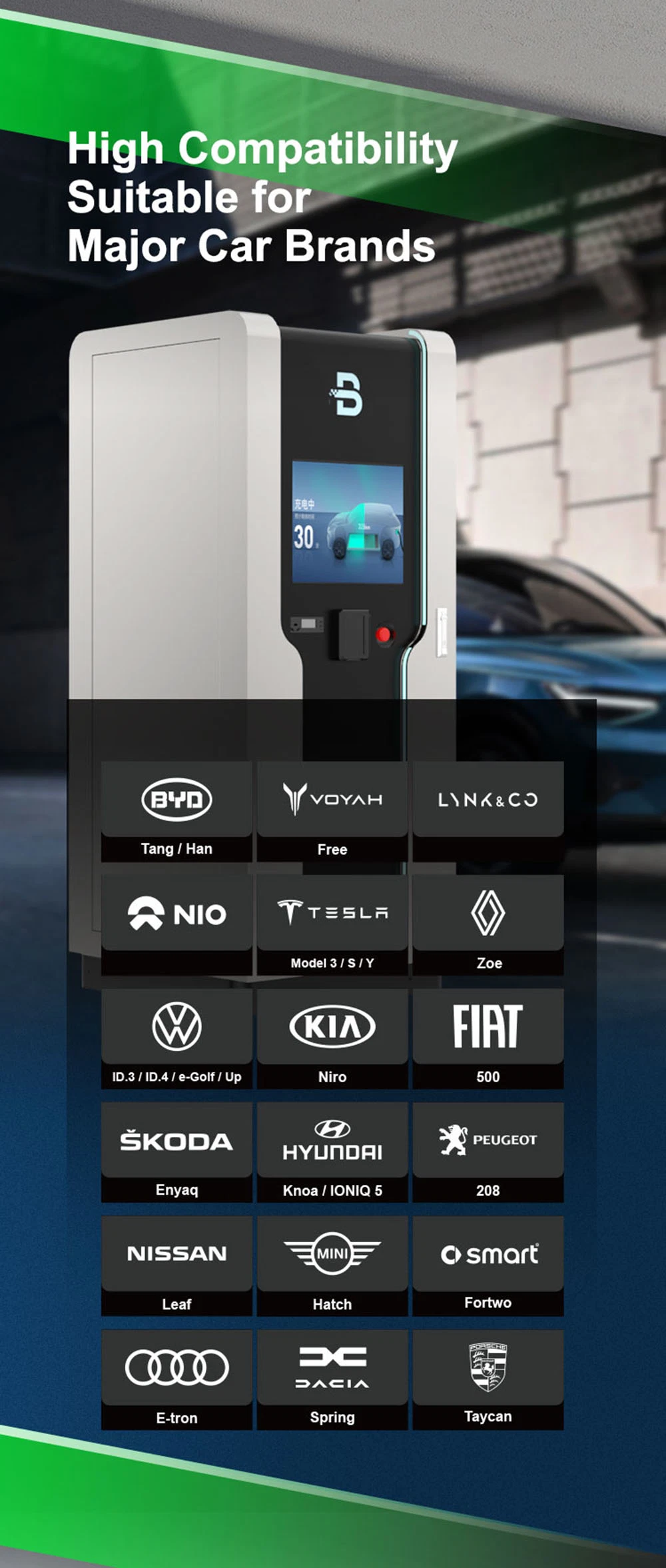 Beny Battery Intergrated DC Charger Charging Station EV DC Fast CCS2 CCS1 Chademo GB/T 60kw with a 42.5kwh Battery