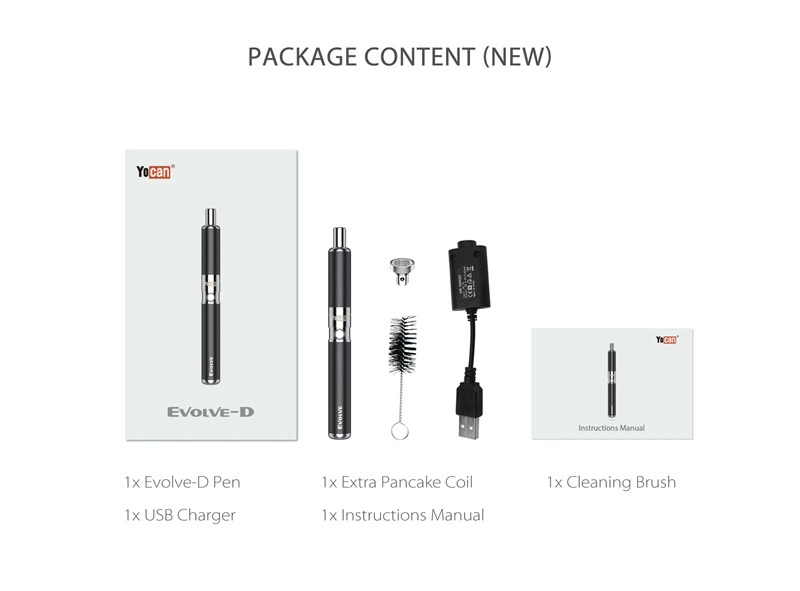 Yocan Evolve-D E Cigarette Kit Dry Herb Vaporizers Dual Coil 1100mAh Vape Pen Kits Herbal Vaporizer 100% Authentic