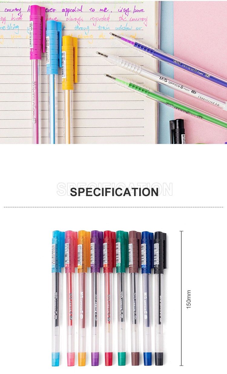 M&G Best Selling 0.5mm Black/Blue/Sky Blue/Red/Pink/Orange/Green/Purple Plastic Economic Stick Gel Pen