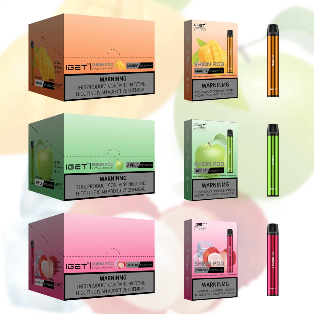 OEM Iget Shion Disposable Vaporizer E Cigarette Fruit Flavors Vape Pen Starter Kits