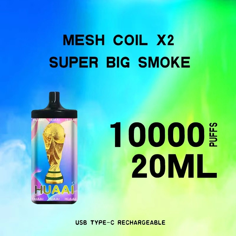 Mesh Coil*2 Super Big Smoke Complex Fruit Flavor 10000 Puffs 20ml Capacity 2% Salt Nicotine Rechargeable Disposable Vape