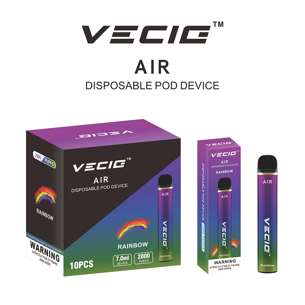 UK Market Best Popular Disposable Vape Vecig Air 2000puff Grade a Battery Vaporizer Pod Vape Pen Electronic Cigarette