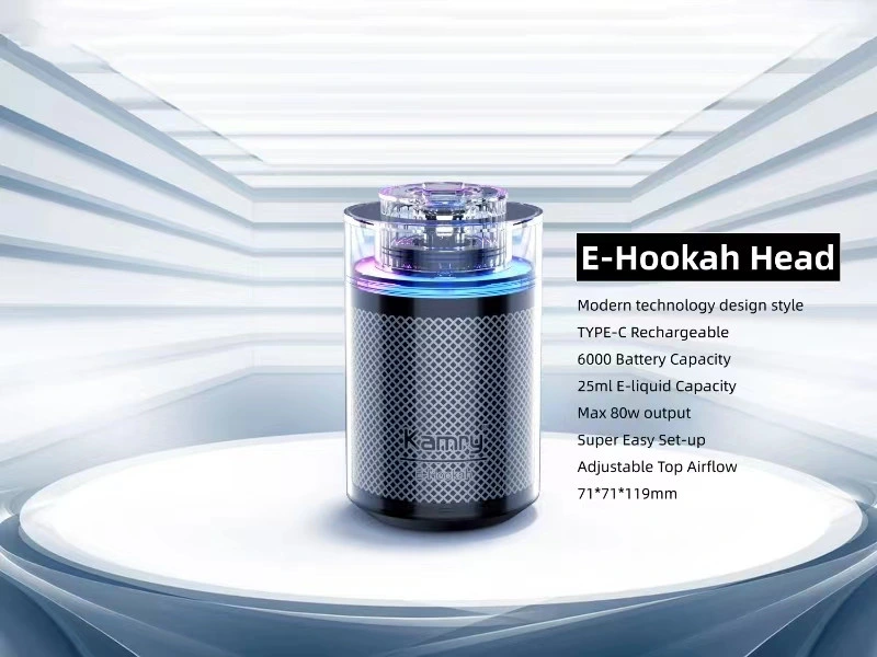 Kamry E-Hookah Head 100W E Hookah E Cigarette 25ml Refillable Tank No Leaking No Burnt E-Head Eshisha Vaping Device 6000 Battery Capacity