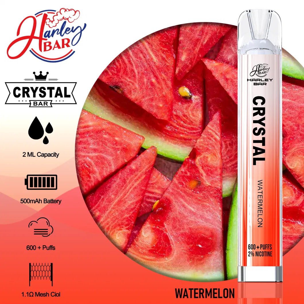 Shenzhen Vape Distributor Stock Harleybar Crystal 600 Puff Disposable Elf Pod Bar