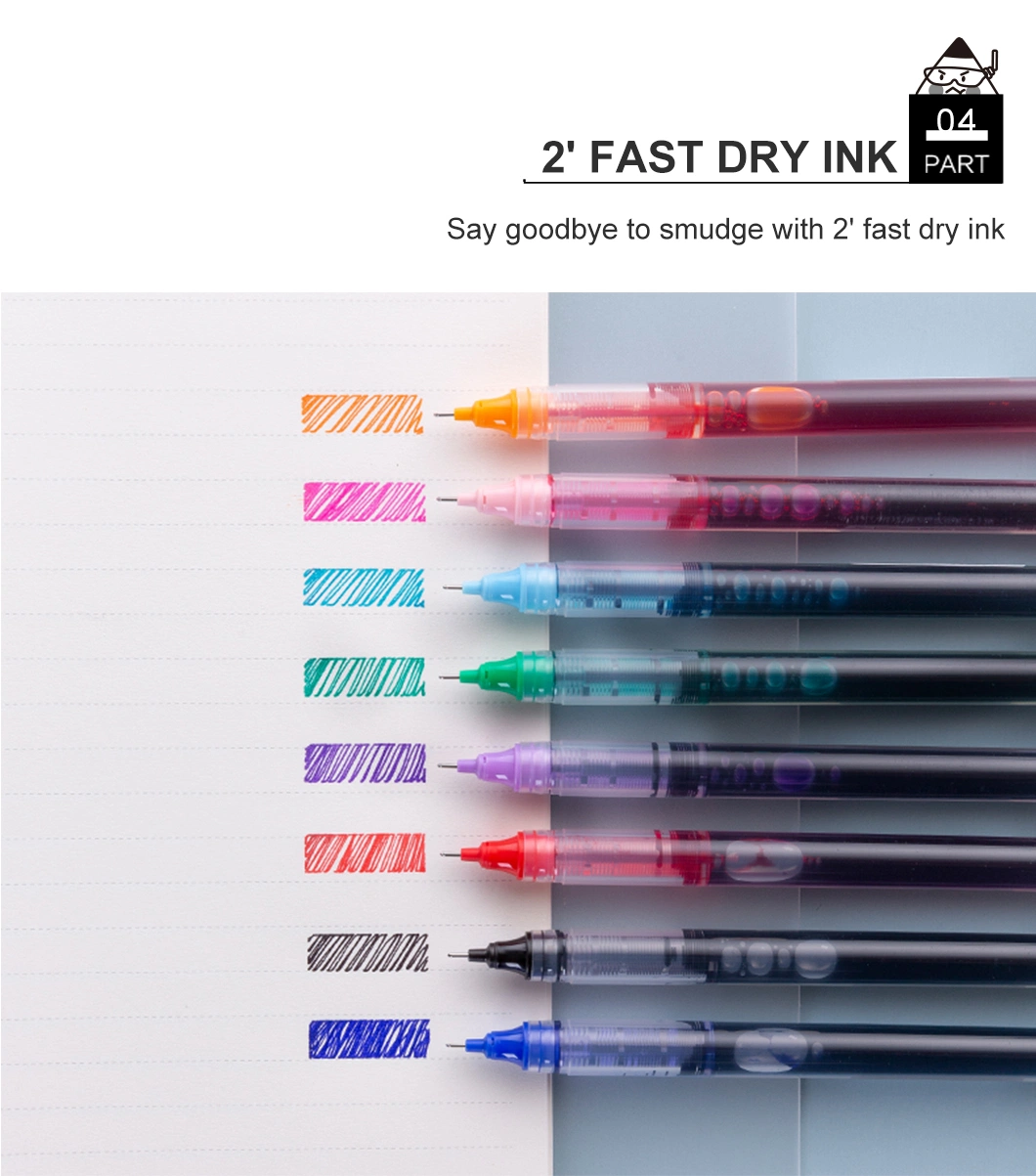 M&G Economic Liquid Roller Pen 0.5mm Black Blue Sky Blue Red Pink Orange Green Purple Needle Tip Fast Drying Roller Pen